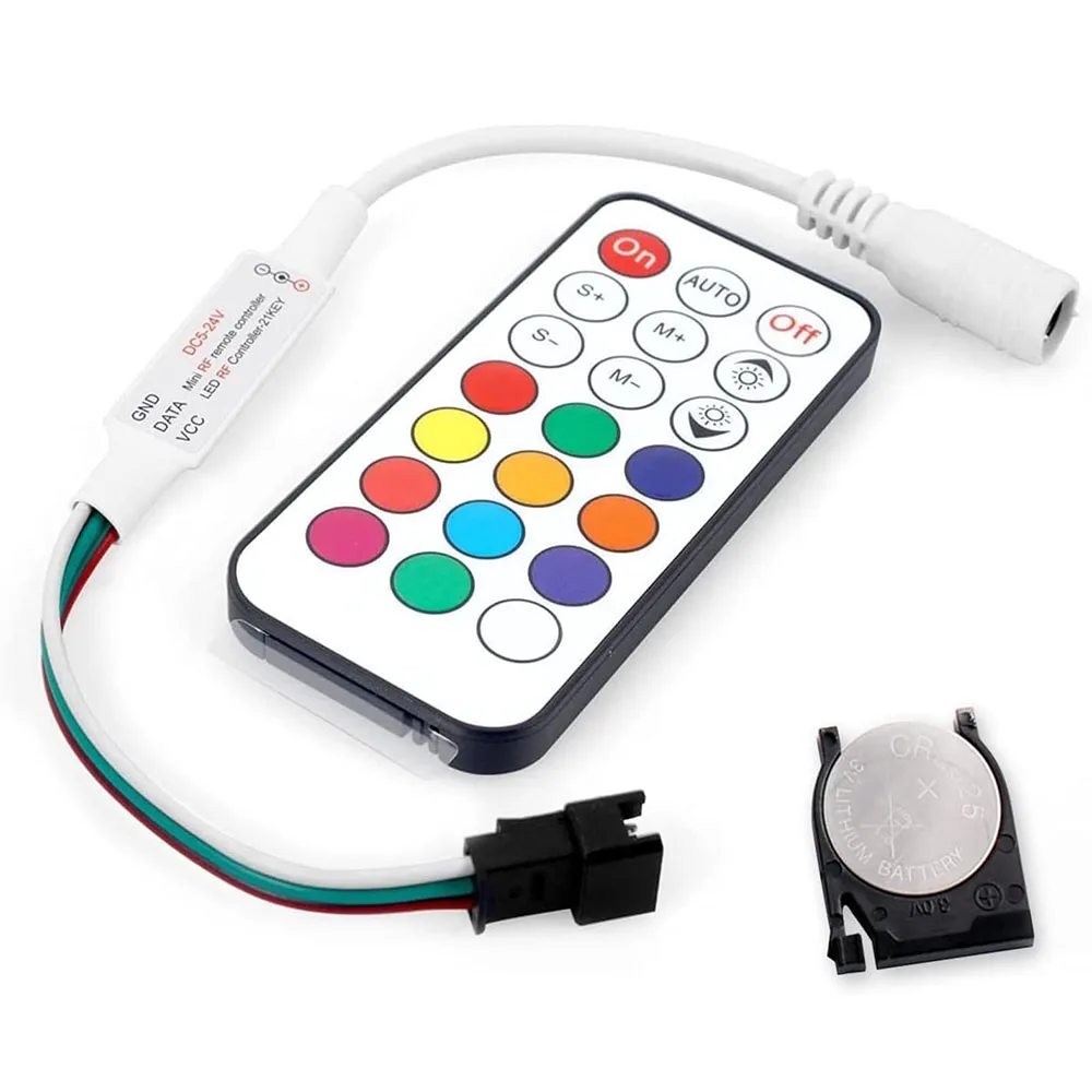 21 Key Mini RF Wireless Remote Controller RGBIC LED Pixel Addressable Dimmer Manual Switch Dream Effect Lighting Control
