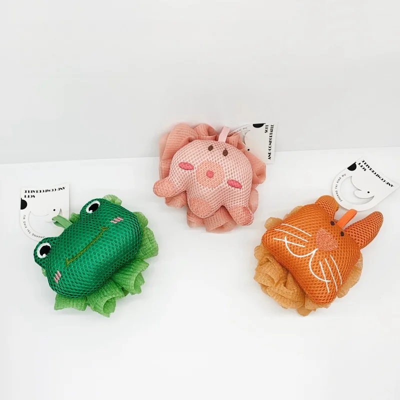UUYP Hot Sales Animal-Shape Soft Color Bath Scrubber Bathing Sponge Mesh Foam Ball Promotional Beauty & Personal Care Product