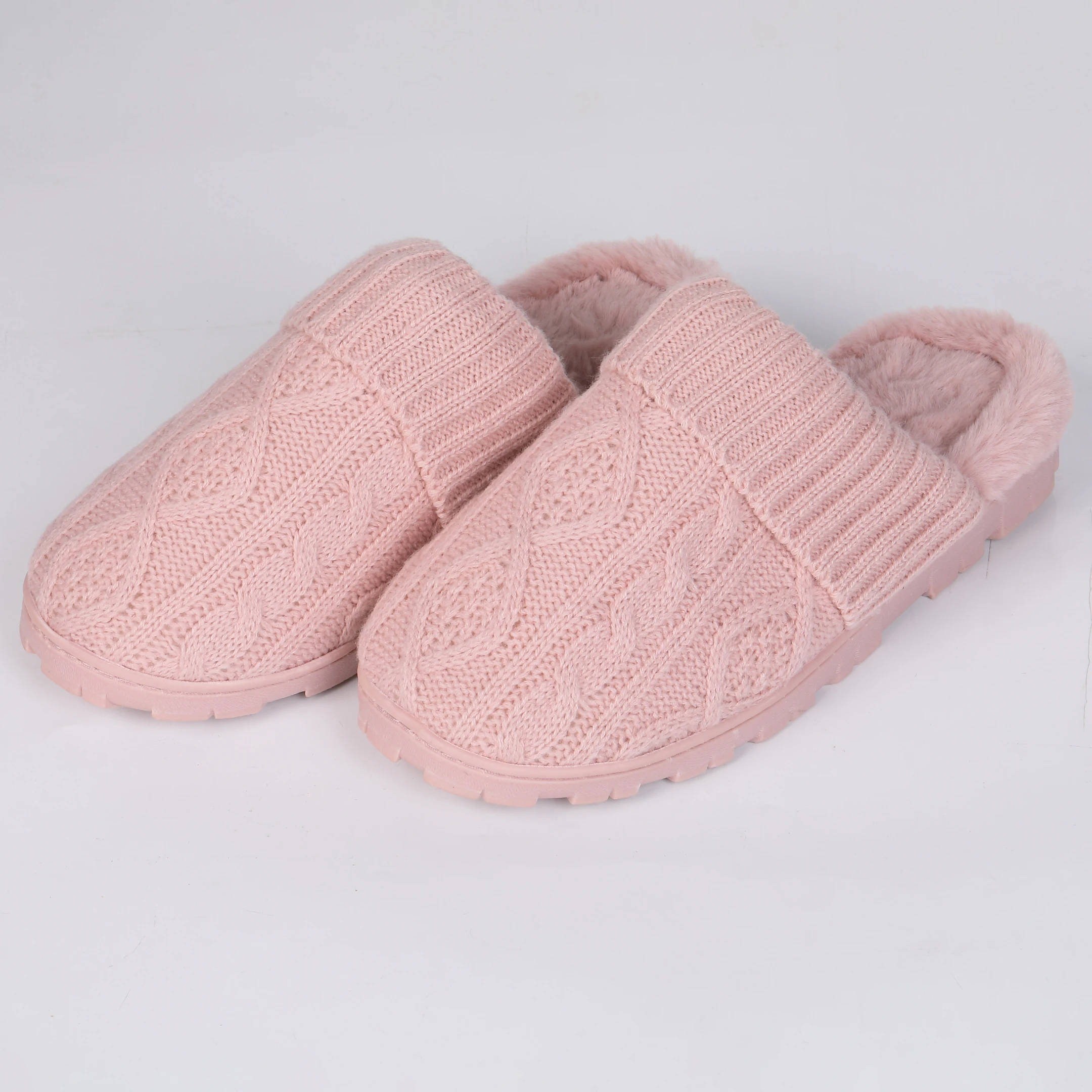 wholesale unisex fuzzy knit upper indoor slippers soft floor slippers for bedroom