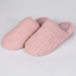 wholesale unisex fuzzy knit upper indoor slippers soft floor slippers for bedroom