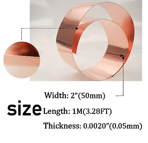 Pure Copper Metal Foil Roll 110 Copper Plate Roll Copper Strip Suitable for Jewelry, Crafts, Repair, and Electrical Appliances