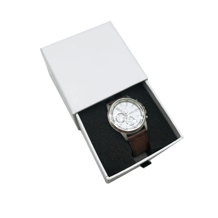 Luxury leather paper gift packaging watch storage box white black paper single watch case band strap display box