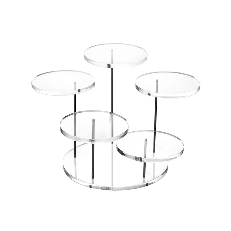 Customized Clear acrylic earring display stand jewelry holder earrings Round acrylic display 5 piece stand for wholesale