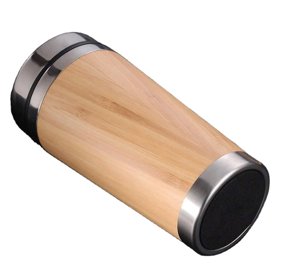 Customized logo promotional gifts 16oz metal stainless steel double wall bamboo mug
