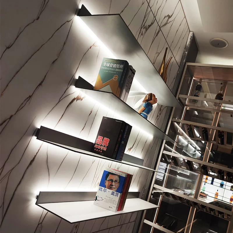 Aluminum Display Shelf Lighting Led Wall Mounting Shelves for Living room With Led Linear Light