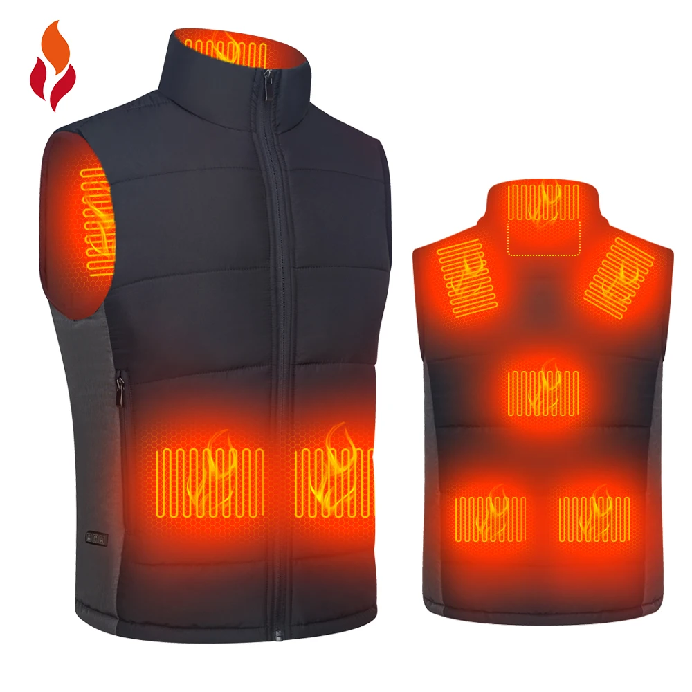 8 Heated Zones Carbon Fiber Custom Sleeveless Men Stand Collar Vest Clothing Jackets Usb Heated Vest