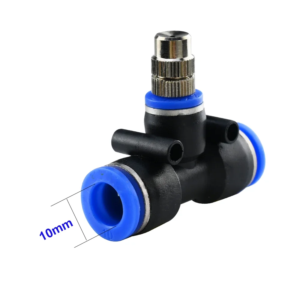Tee Connector with Adjustable Nozzle 6-12MM Quick-connecting Garden Sprinkler Plastic Connector with Water Fog Mist Nozzle