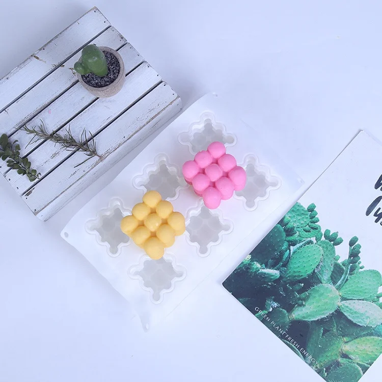 3D Cube Fondant Silicone Mousse Cake Mold Magic Bubble Muffin Mould Kitchen Pastry Baking Pan for Fat Bomb Chocolate Candy