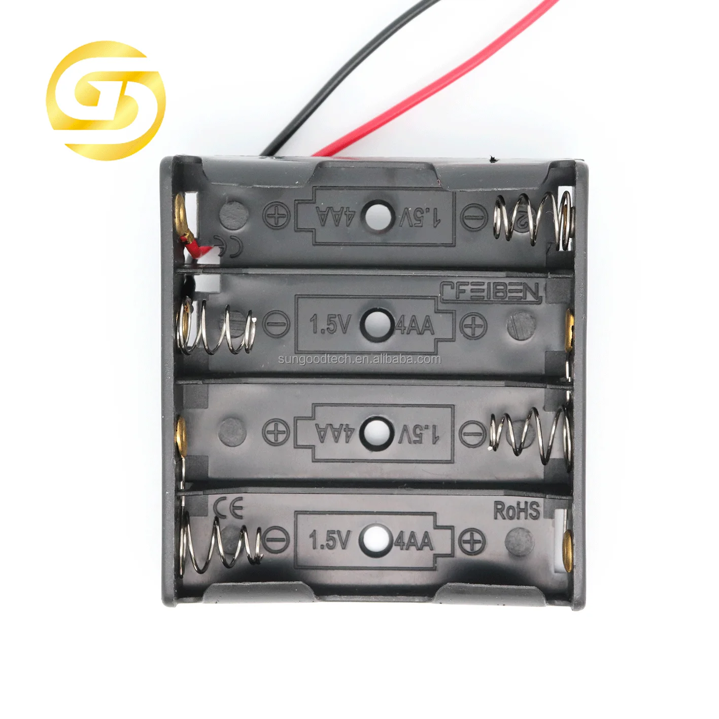 6V 4AA Battery Holder With 15cm Wire 4xAA Battery Slot Battery Box 4pcs 1.5V