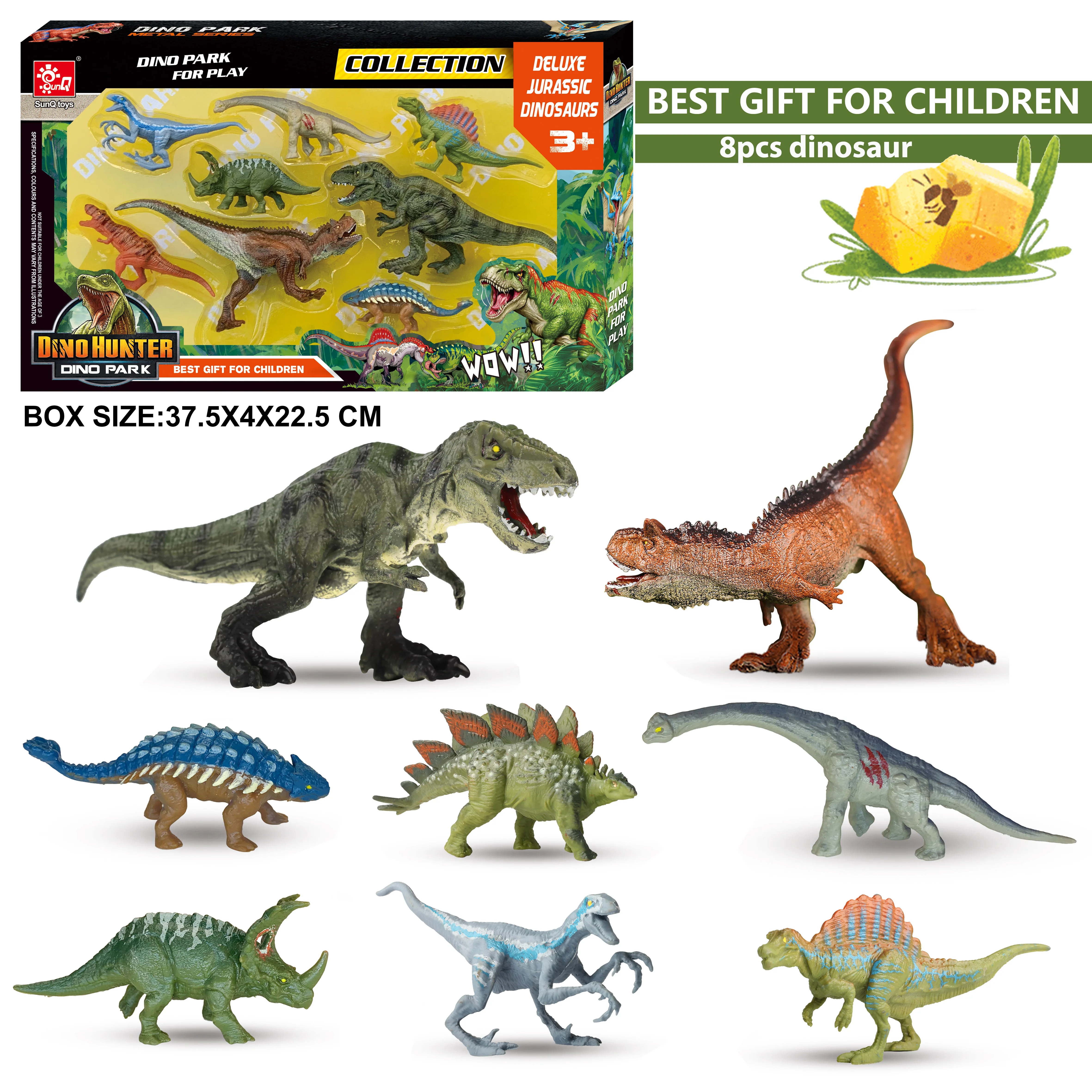 Sunq Factory Wholesale 8Pcs Plastic Dinosaur Figures Play Toy Models Set 3D Plastic Toy Molds Dinosaur Toys For 3 Year Old Boys