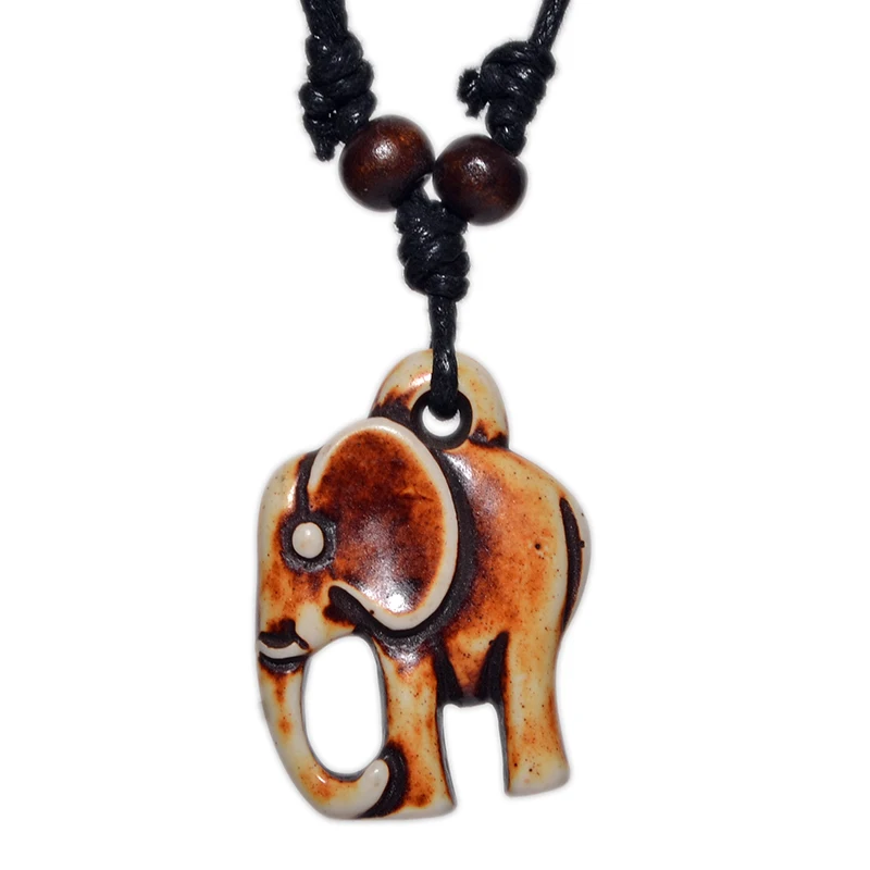 FX019 Vintage necklace Indian elephant pendant India Choker Retro Jewelry Tribal style Imitation Yak Bone necklace Amulet Gift
