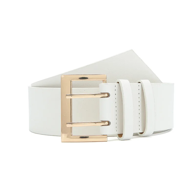 Double pins big buckle belt, PU Dress Waist Belt, ladies fashion belt