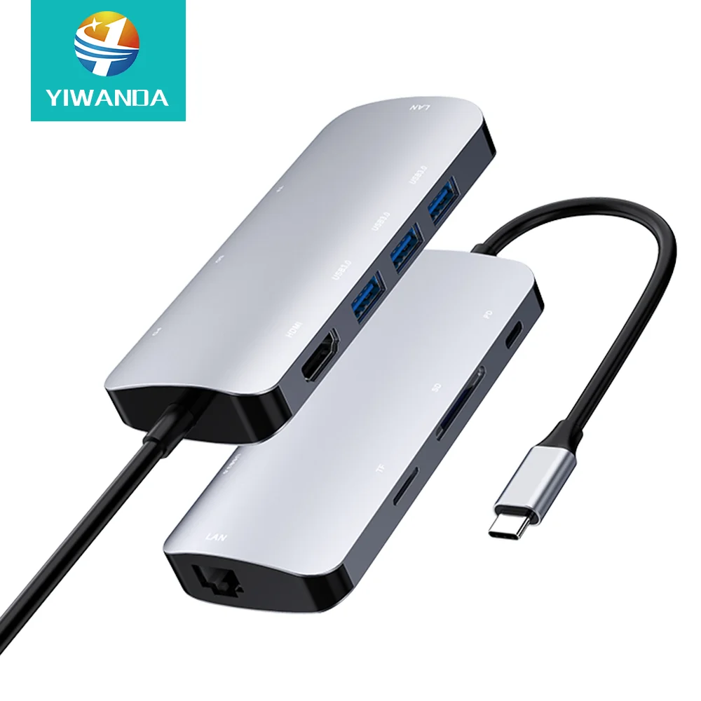 Type-c docking station 8 in 1 to HDMI TF SD card reader USB-C Multi-port Usb C Hub for mac book pc usb hub