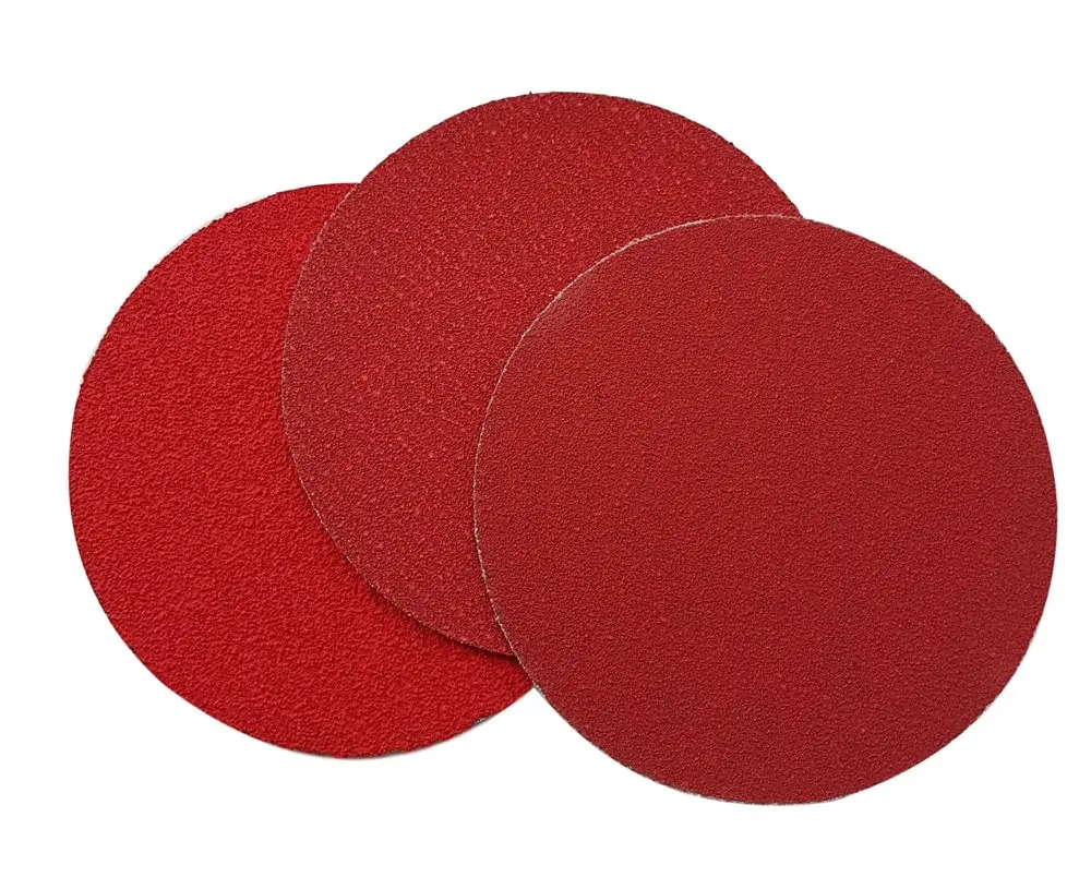 Red aluminum oxide toa abrasive paper disc without holes sand paper hook&loop discs hook and loop sanding disc
