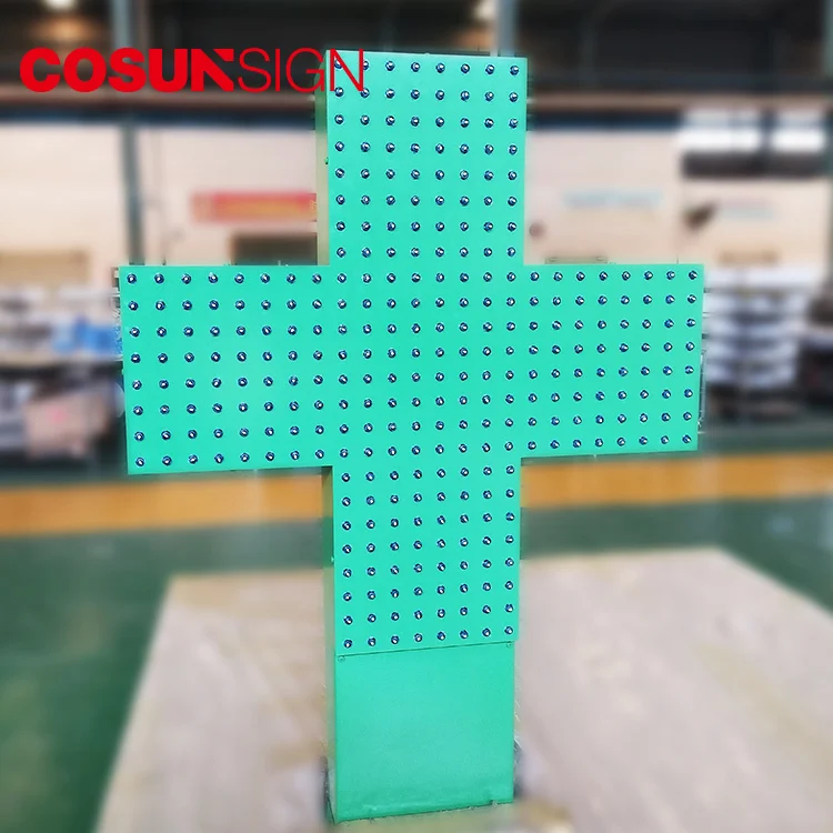 2019 COSUN Outdoor LED RGB Pharmacy cross sign LED drugstore pharmacy cross display
