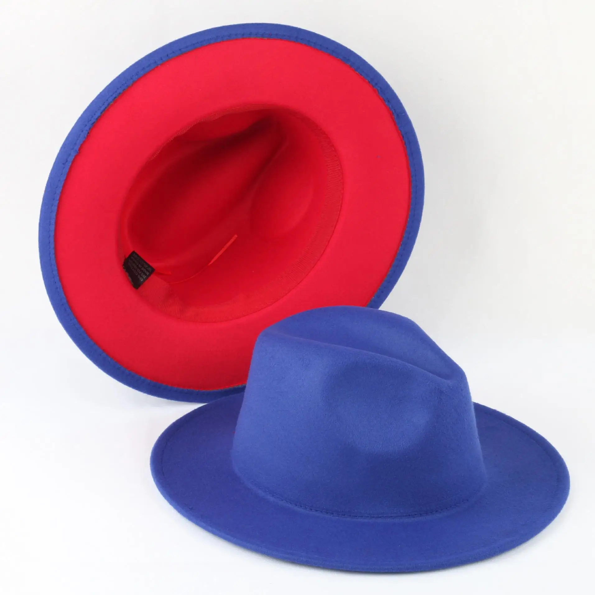 Fedora Hats Women Men Wide Brim Thick Gold Chain Band Felted Jazz hat Winter