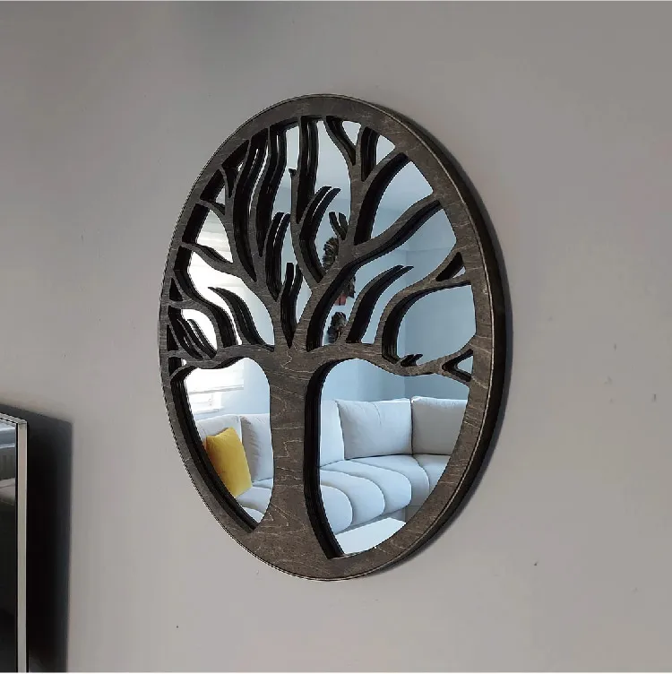 Bathroom Decor Wood Framed Tree of Life Wall Mirror