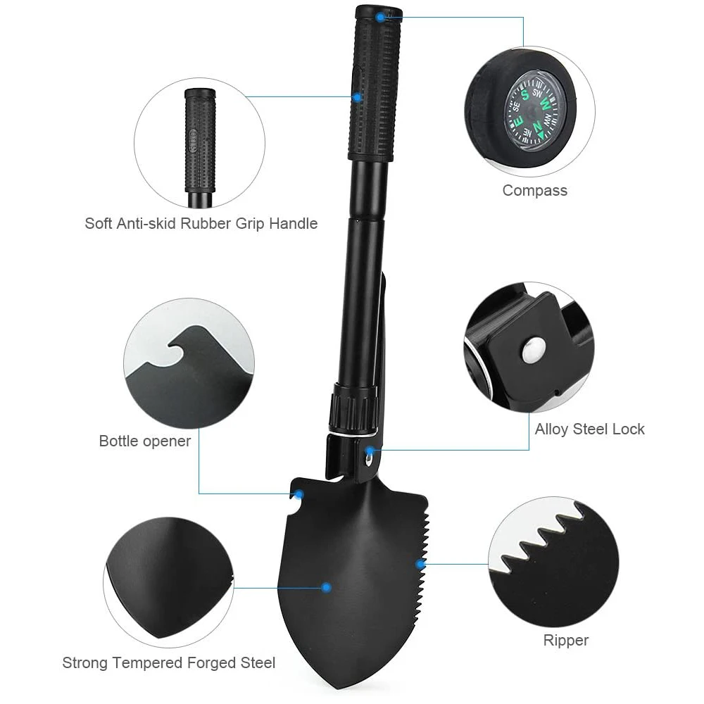Outdoor Camping Hiking Survival Shovel Multifunctional Mini Foldable Shovel for Gardening Camping Tools Emergency