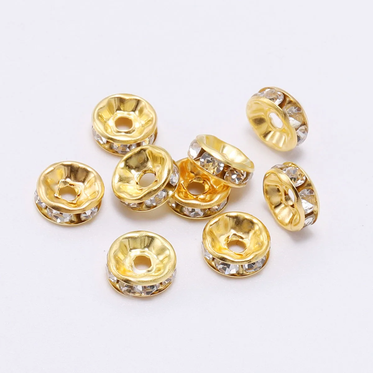 Wholesale 6/8/10mm Color Rhinestone Rondelles Beads Loose Spacer Crystal Beads for Jewelry Making DIY Handcrafts Accessories