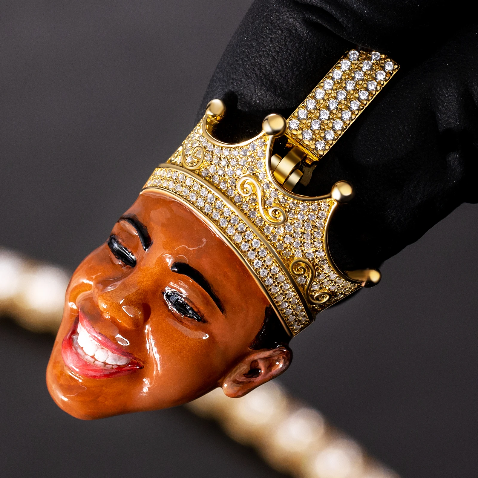 KRKC Christmas Unique Customized 3D Enamel Pendant Gift Pass Diamond Tester Silver 925 Gold Hip Hop Jewelry Enamel Pendant