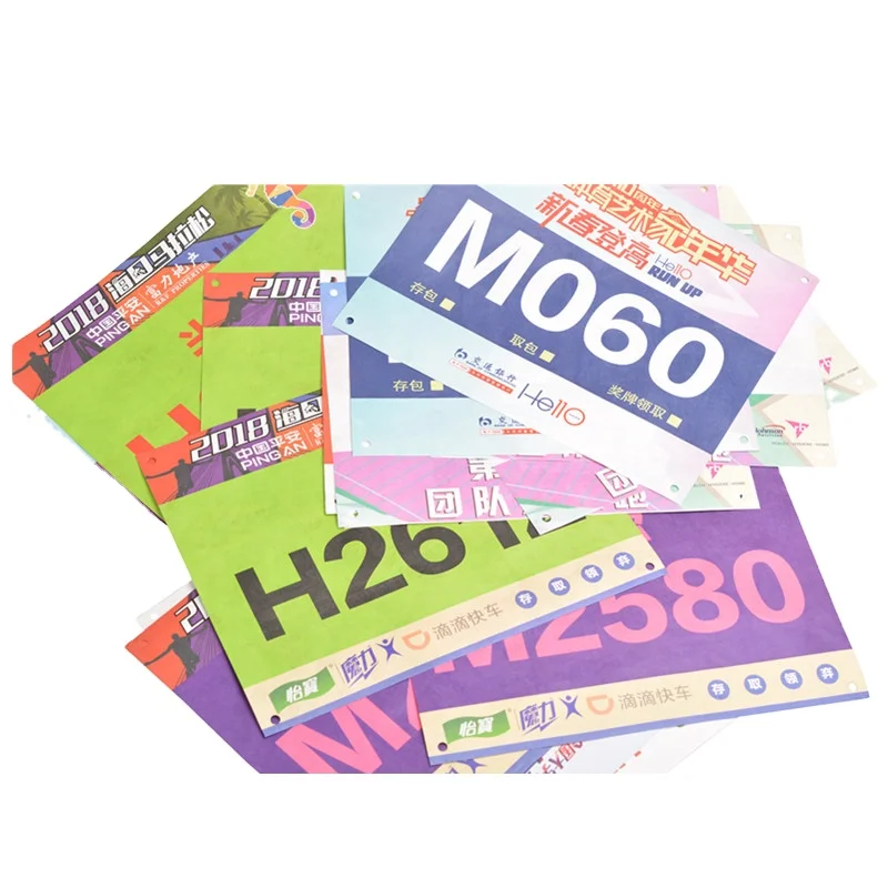 Customize Full Color Printing Tyvek Paper Race Bib Number for