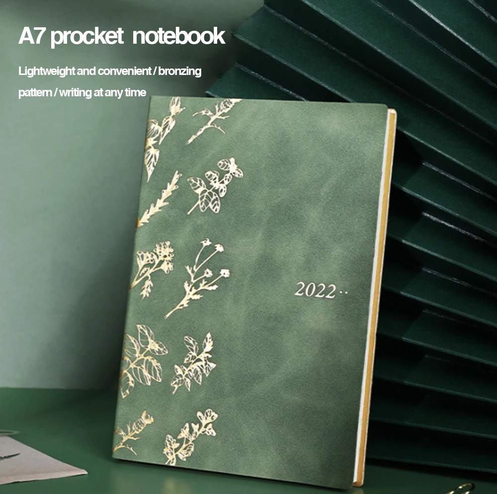 2022 Environmental Friendly Discolored Pu Leather Hand Account Book Monthly Plan A7 Agenda Book Portable Pocket Notepad