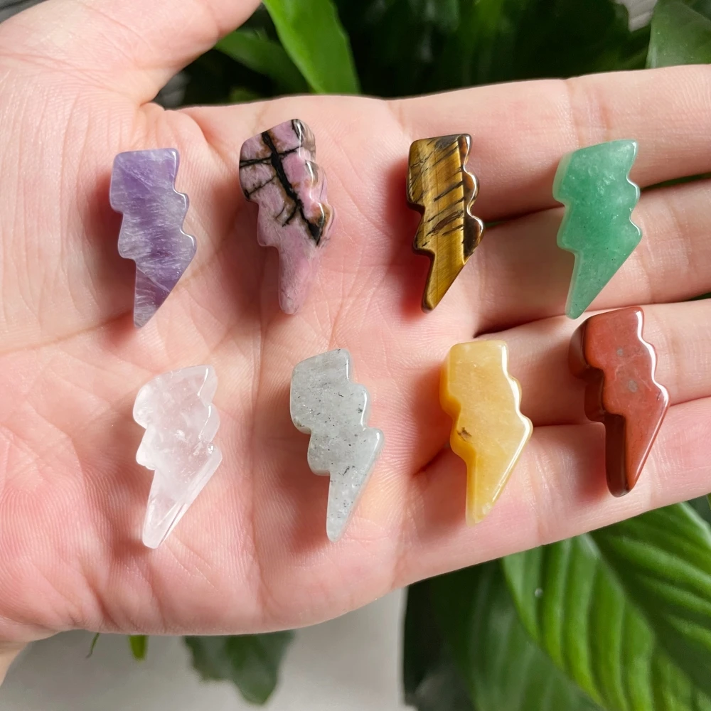 Natural 1 Inch Lightning Bolt Craft Model Feng Shui Style Love Theme Carved Raw Quartz Home Decoration Gift Animal Stone