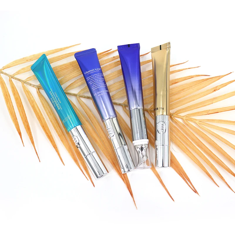 Custom Cosmetic Luxury Empty Soft Tube Packaging Vibrating Eye Cream Massage Plastic Tube With Electric Metal Ceramic Applicator