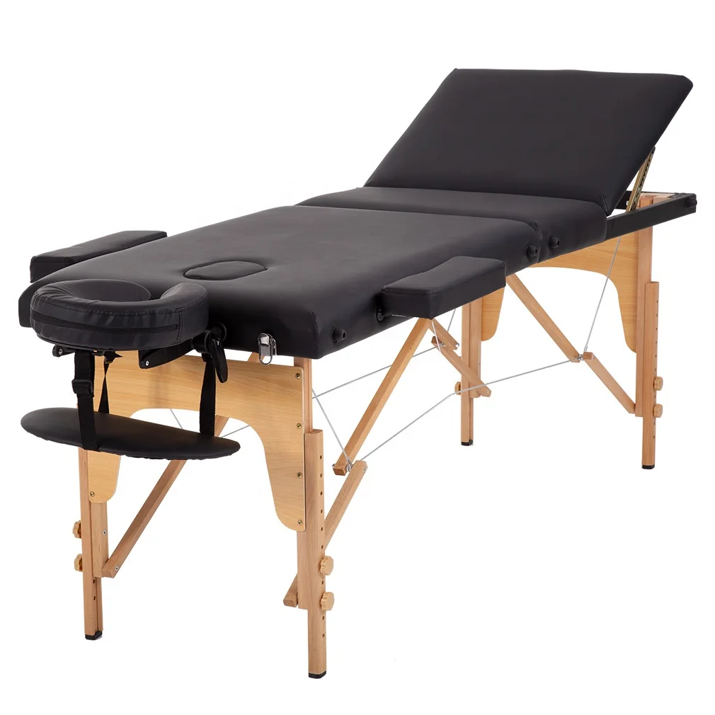 
Wooden Massage Bed Amazon Hot Sale Salon Bed Portable 3 Folding Massage Table 