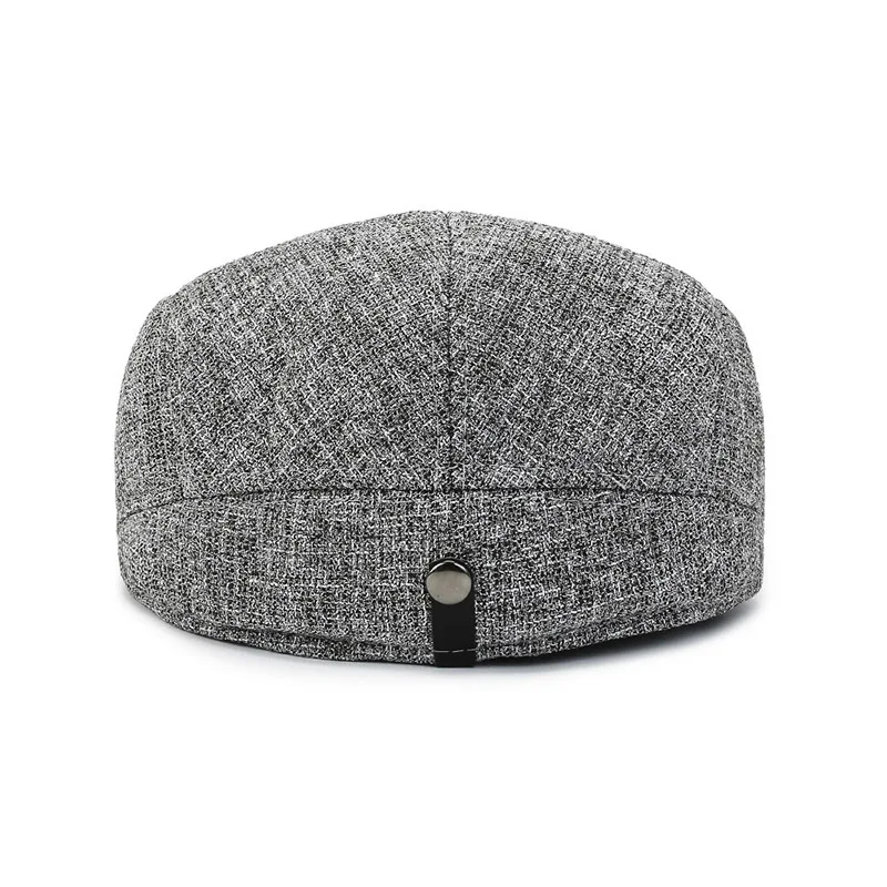 High Quality Cotton Canvas Embroidery Beret Men Casual Peaked Berets Hat