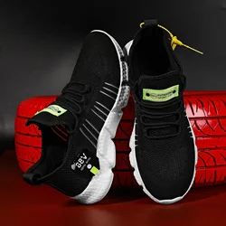Fashion Men Running Shoes White Casual Shoes Male Knitted Flats Breathable Mesh Popcorn Sole Sneakers