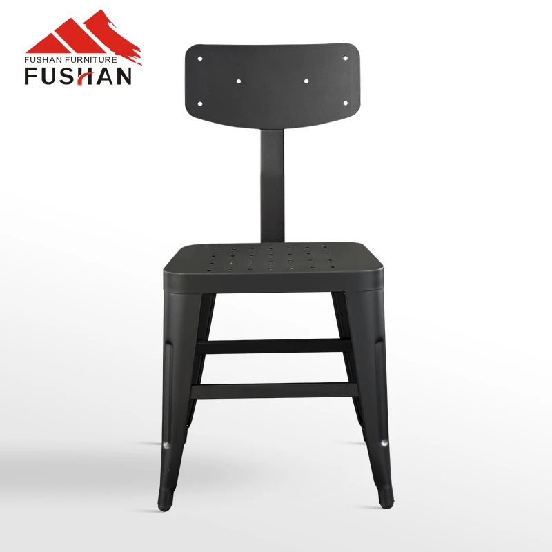 Vintage industrial style modern cafe bistro chairs wooden seat restaurant furniture black metal chair dining