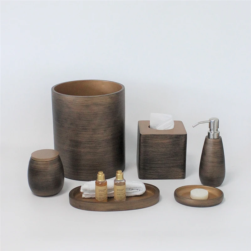 2021 new design buy cheap 5 piece 3 piece polyresin  toiletries sets Resin Bathroom Accessory Set resin bath sets