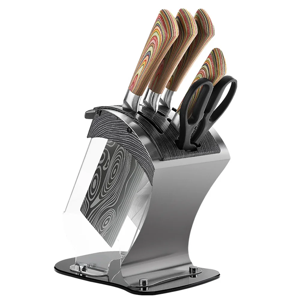Yangjiang Китай оптом Ножи Дамасская высокоуглеродистая Нержавеющая сталь набор кухонных ножей шеф-повара с блочным держателем в подарочной коробке 2022