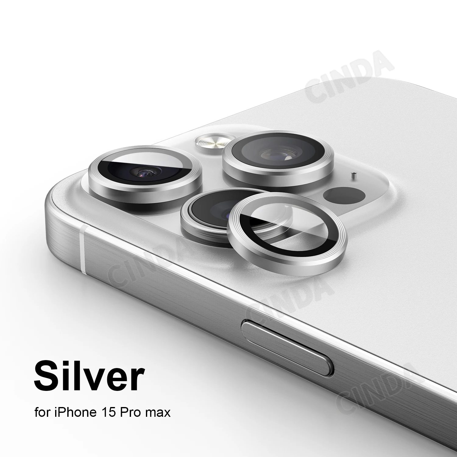 Camera Lens Protector for iphone 15 14 13 12 11 Series 9H Tempered Glass Metal Aluminum Ring Camera lens Film cover Silver