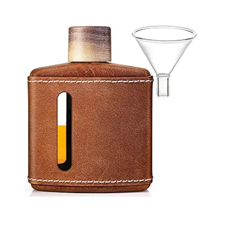 100ml Liquor Tequila Whiskey Modern customized logo Camping Glass Hip Flask with Funnel