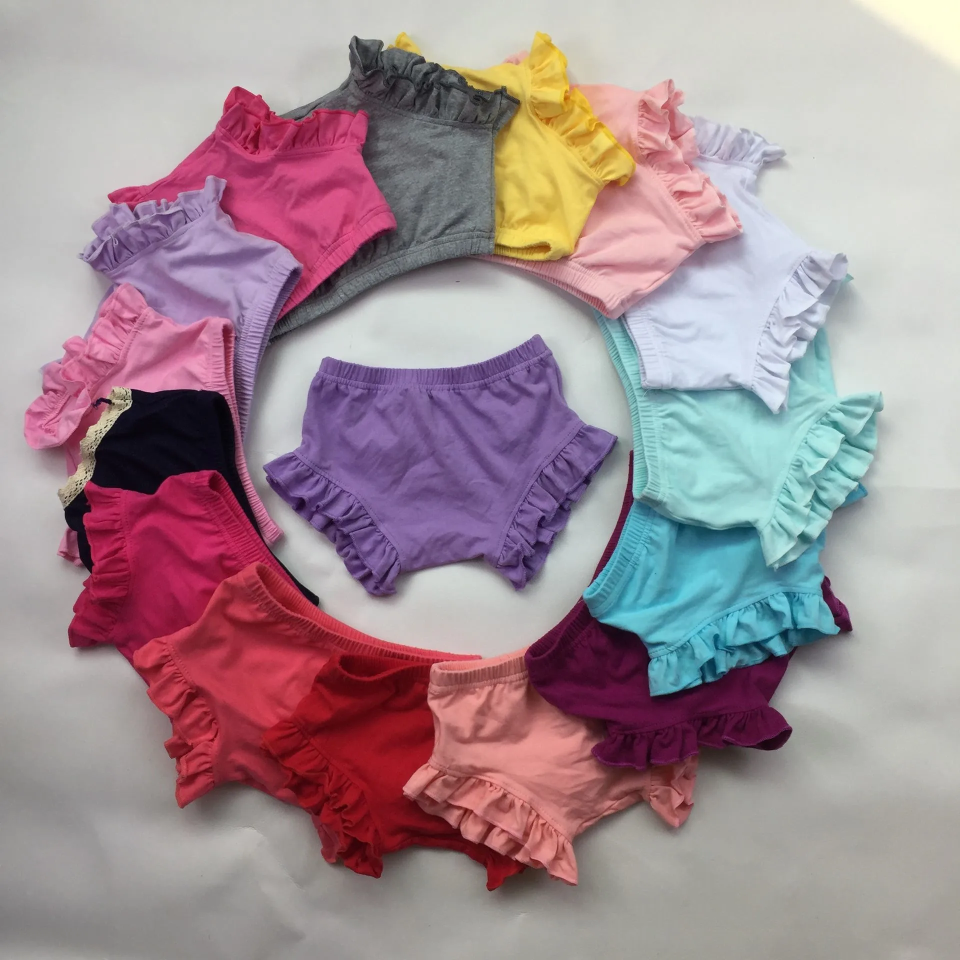 QL2021 new style Wholesale Cheap Kids Boutique clothes baby Bummies Baby Girls Ruffle diaper bloomer kid girls shorts