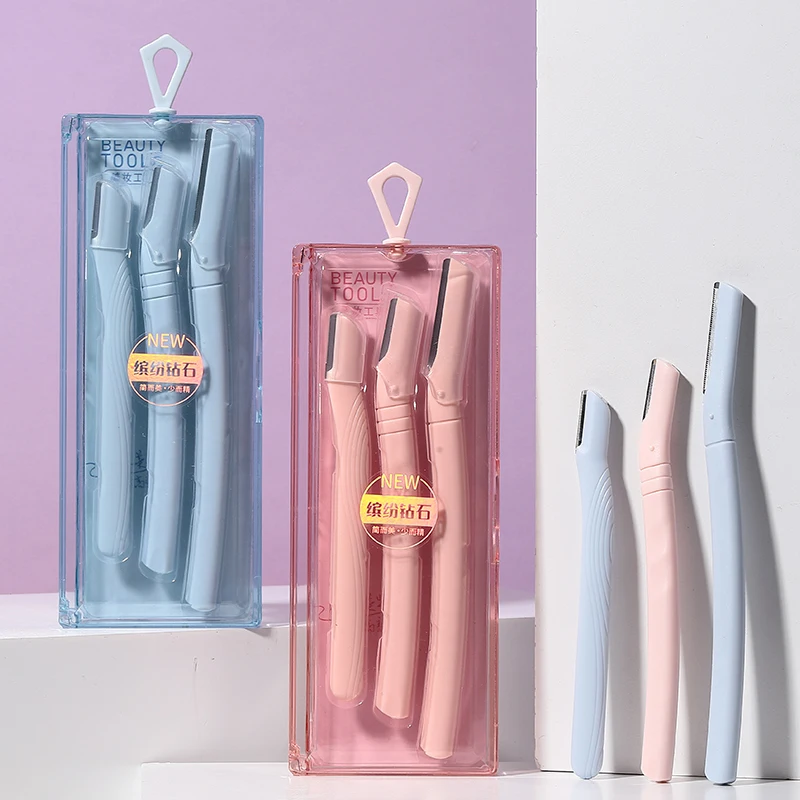 LMLTOP 3pcs/Box Dermaplaning Eyebrow Razor And Facial Razor 3 Style Balde Remover Face Body Hair Eyebrow Trimmer Set SY346