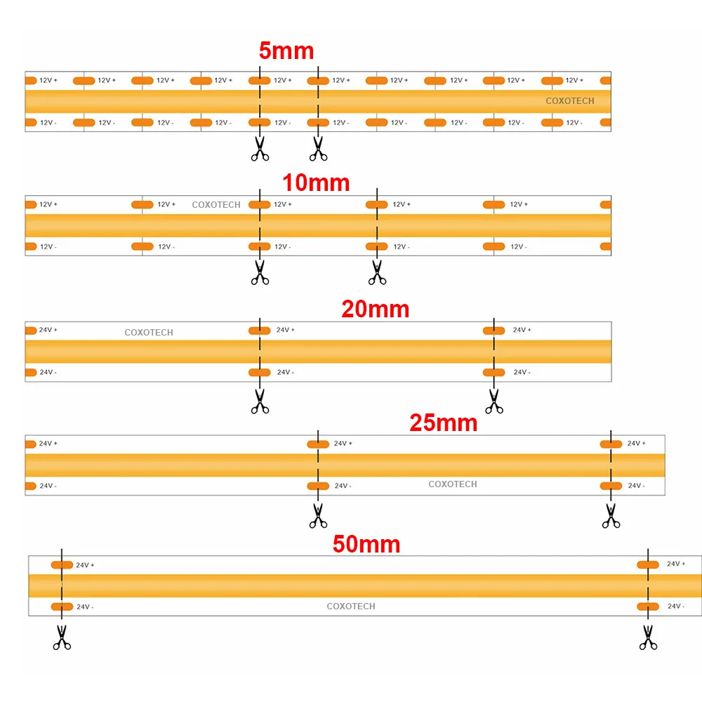 Slim Led Light Strip 12V 24V 5Mm Thin Warm White 3000K 4000K 6500K Mini Cob Led Strips Lights For Home