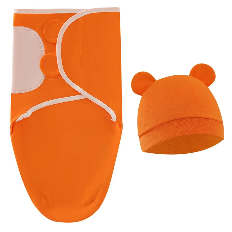 Set of 2 100% Cotton Baby Sleep Sacks  Closure Swaddle Wrap with Hat for Boys and Girls 0-6 Months for Winter