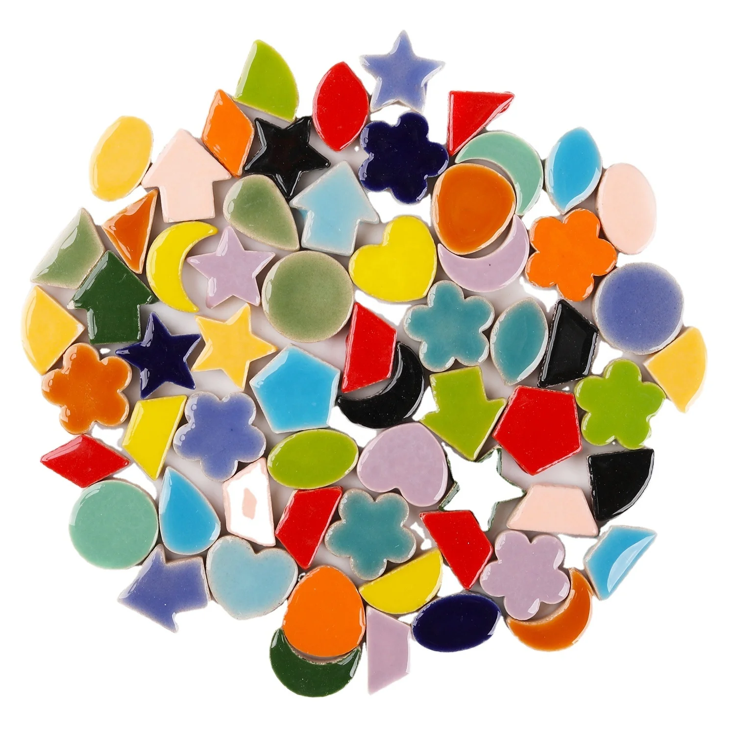 2cm Irregular ceramics star.moon.heart.five pointed star.echelon.arrow.flower red.green.yellow cobalt blue  decorate mosaic