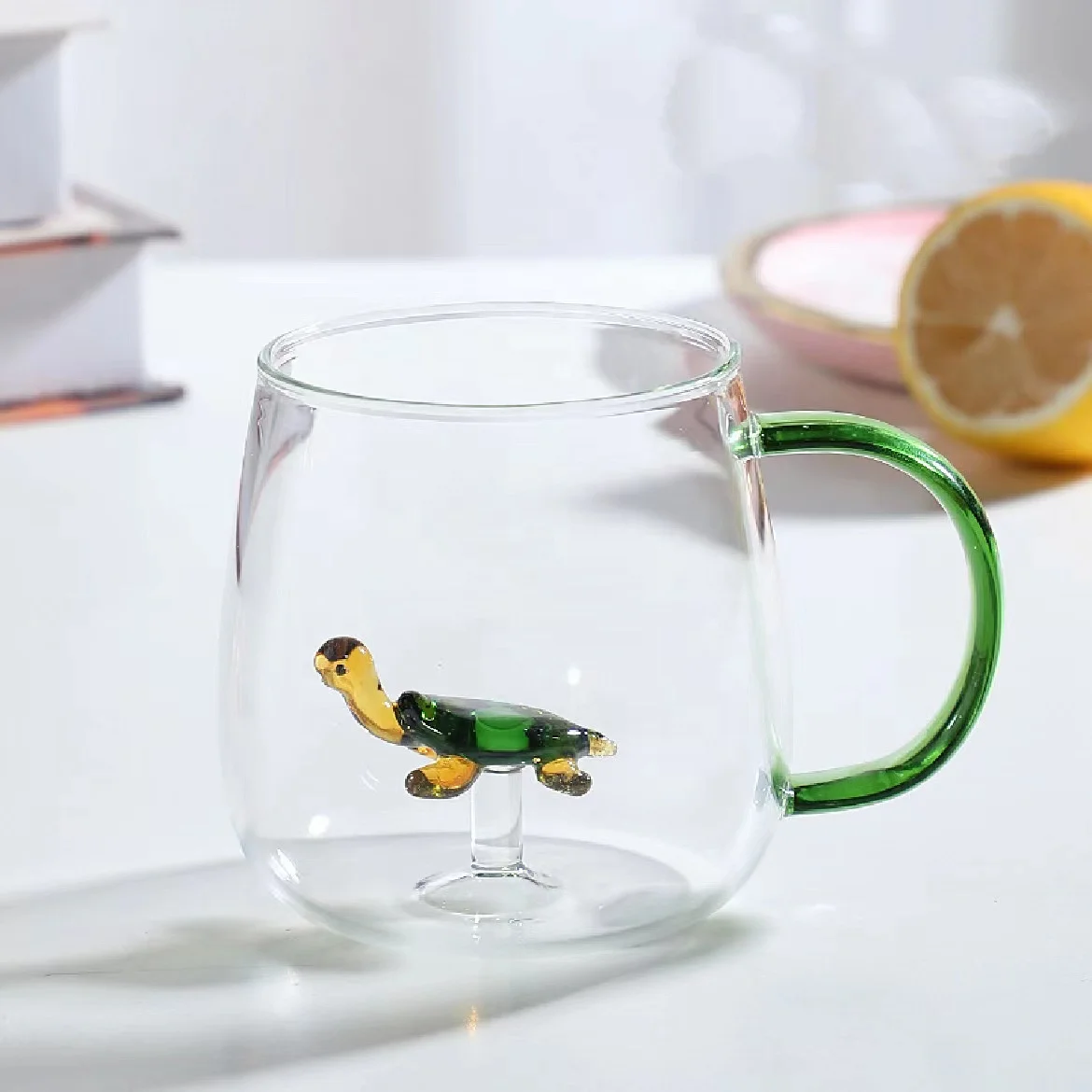 three-dimensional C shape handle glassware high borosilicate clear cartoon animal cute mugs customizable
