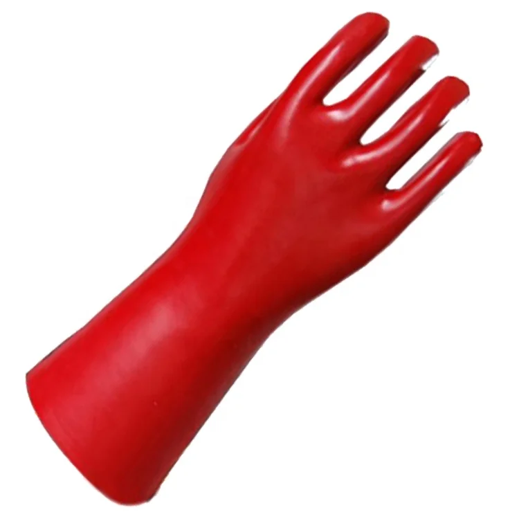 
Wearable cotton lined gauntlet PVC (polyvinyl chloride) industrial gloves for fishing industry 