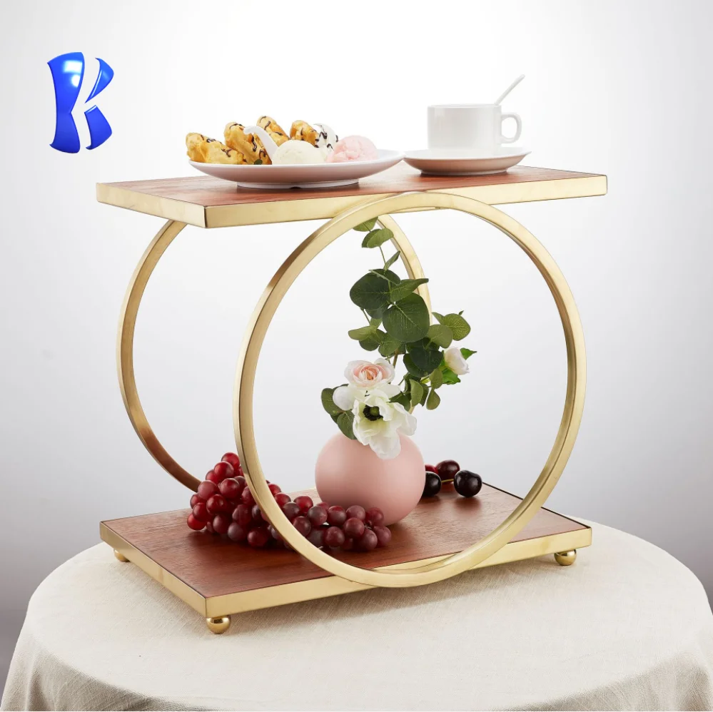 Okey Banquet catering event decoration equipment wooden carved buffet wood dessert display stand rack buffet riser for sale