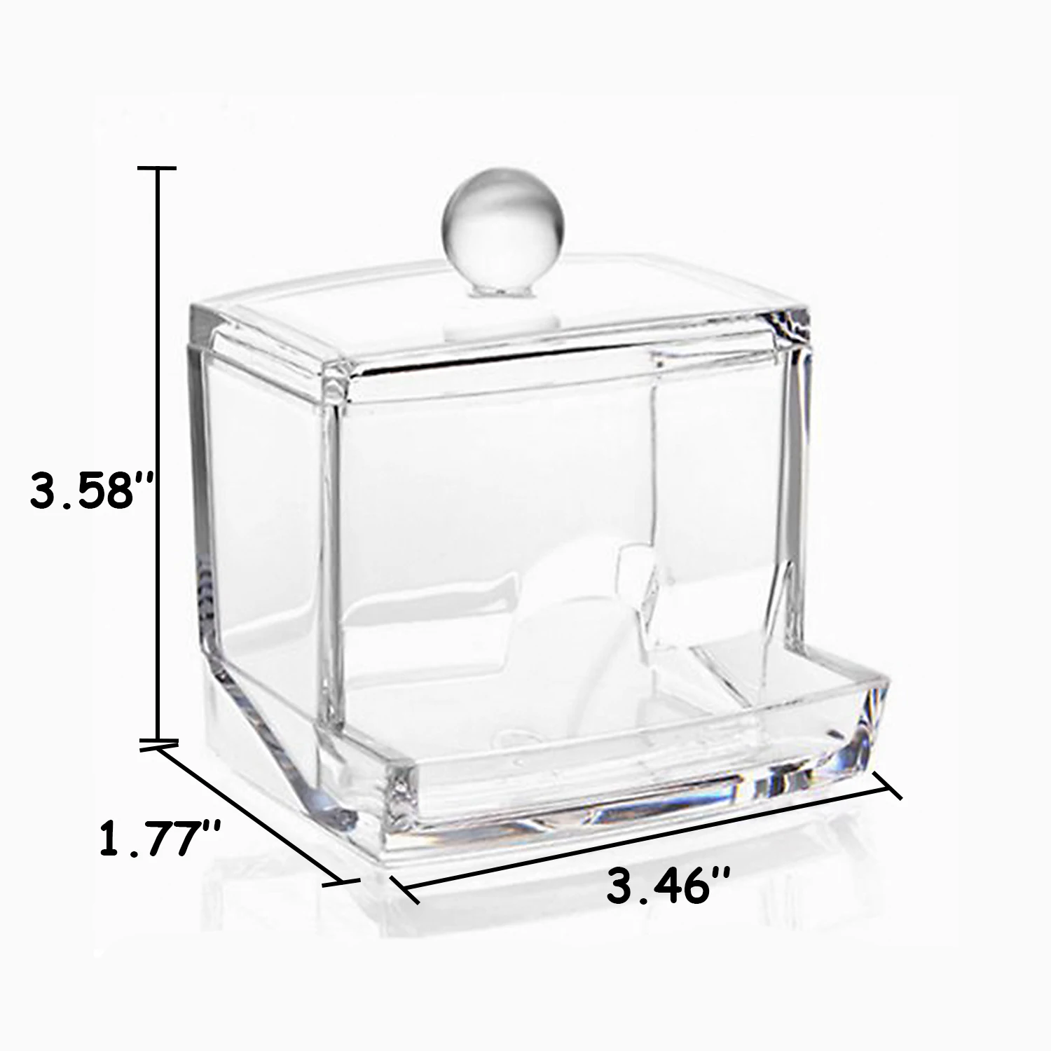 Cotton Ball Swab Holder Organizer Storage Box with lid Acrylic Round Cotton qtip dispenser