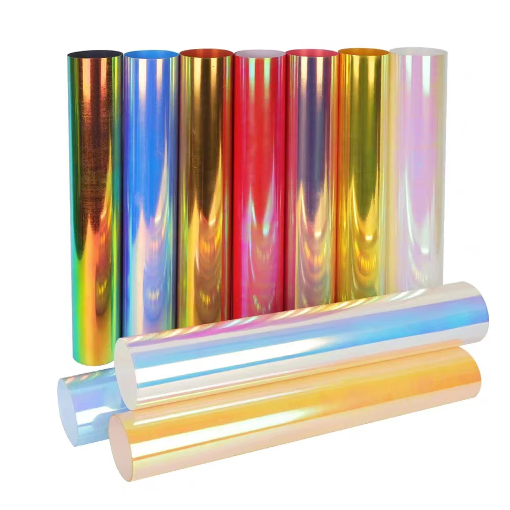 Ready To Ship Printable Pattern New Design Vinyl PET Holographic Foil Laser Heat transfer Vinyl for DIY shirt