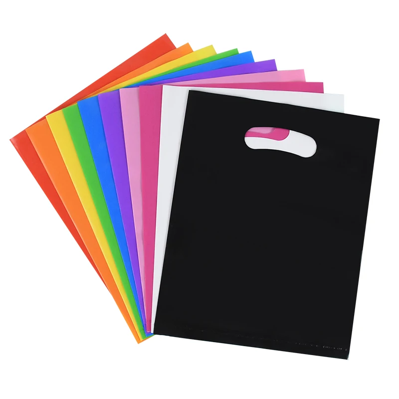 20x15cm Colorful Plastic Gift Bag Birthday Party Cookie Candy Jewelry Packaging Small Shopping Bags With Handles