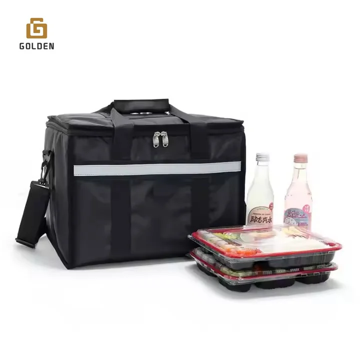 Golden Custom Eco Friendly Reusable Supermarket Thermal Insulated Non Woven Cooler Shopping Bag For Grocery Hot Food Delivery