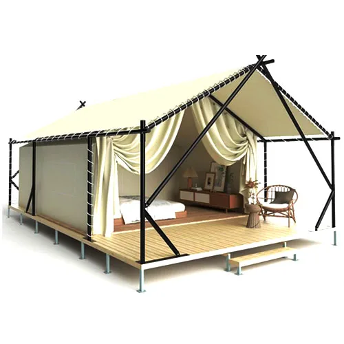 XiaShengLuxurySafariTentWaterproof PVC CanvasDoubleLayer Steel Frame Straight Bracing Aluminum Pole-Factory Price Outdoor Luxury