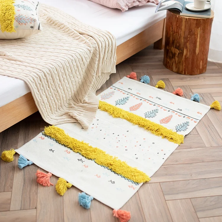 
Chinese orient weave living room boho kids braided rugs kelim children cartoon animal printed tufted bohemian kids rugs 